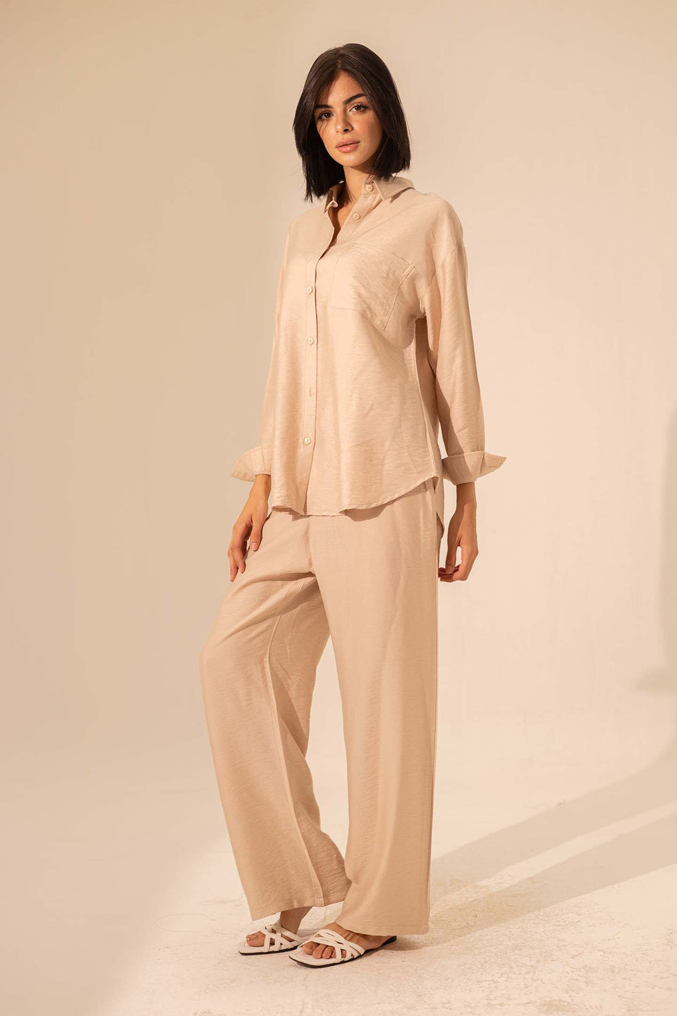 Beige Summer Linen Pants