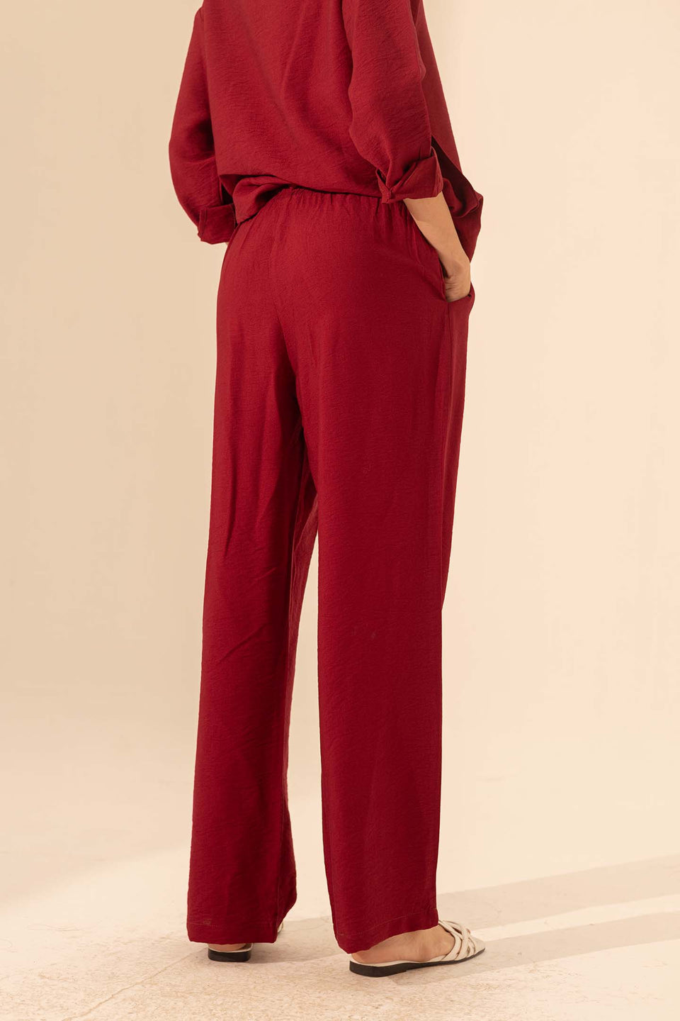 Burgundy Summer Linen Pants
