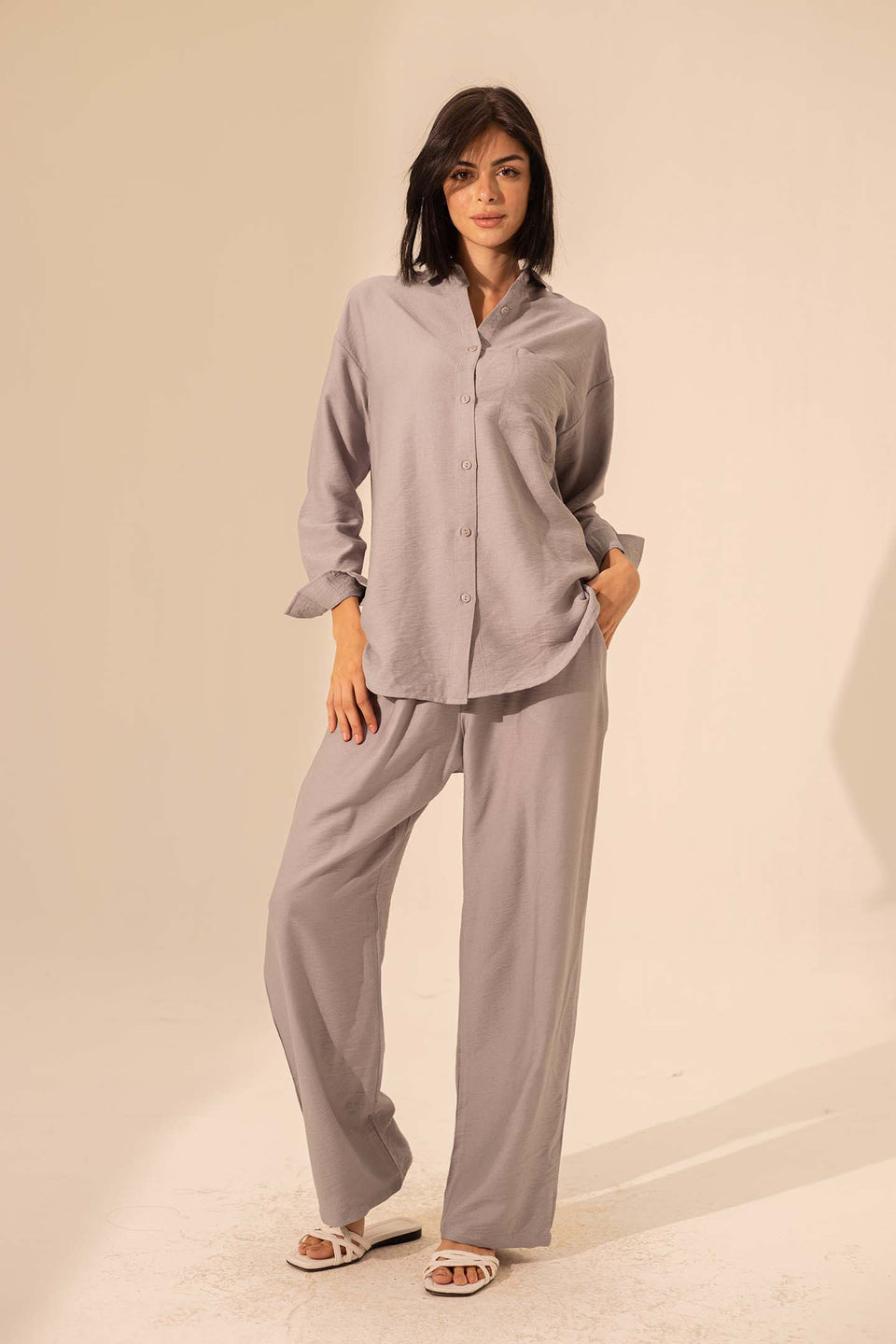 Grey Summer Linen Pants