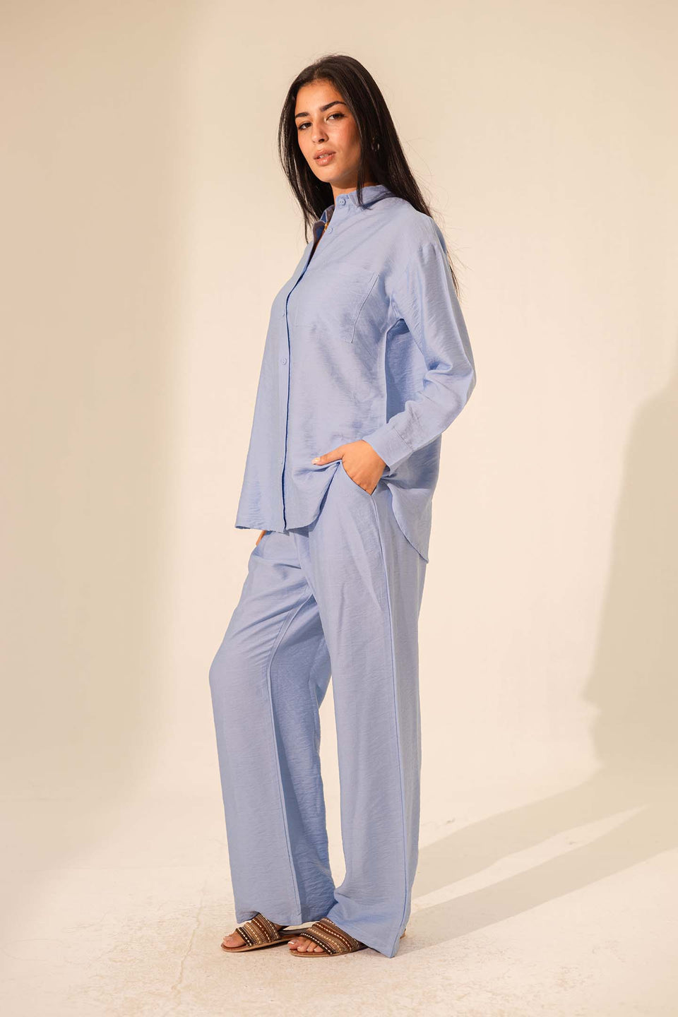 Light Blue Summer Linen Pants