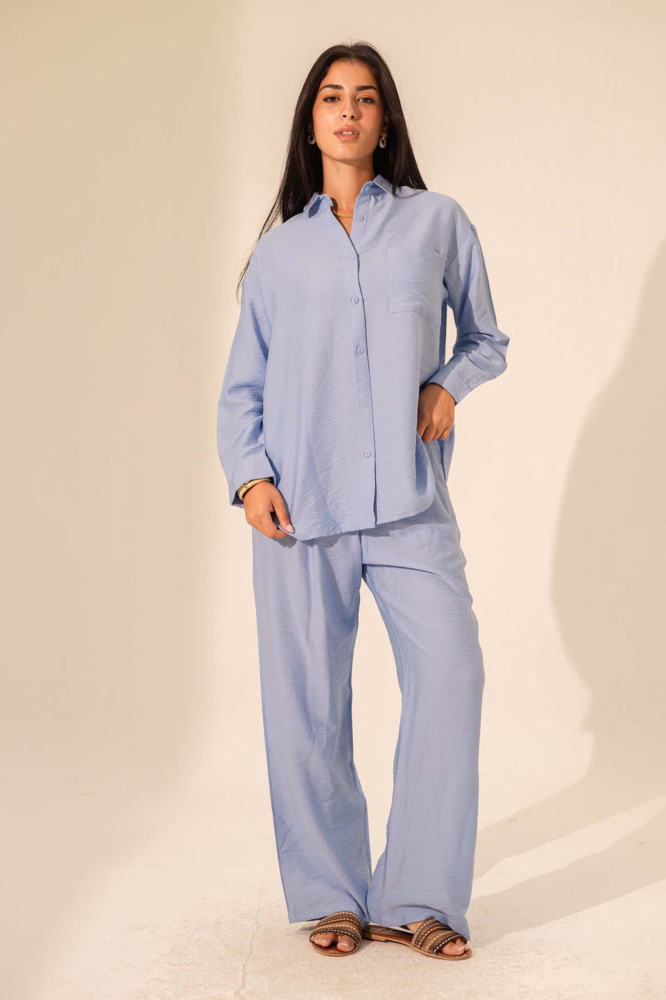 Light Blue Summer Linen Pants