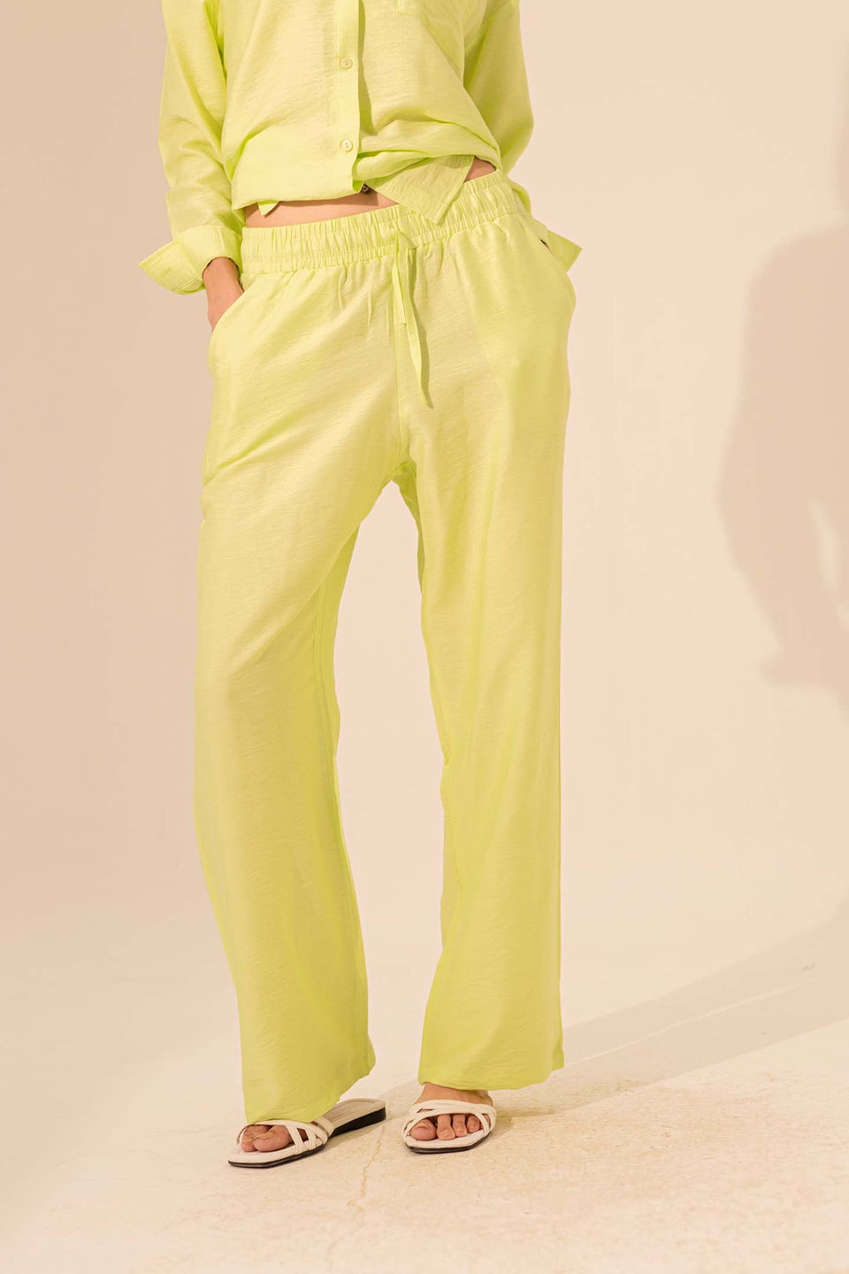 Lime Summer Linen Pants