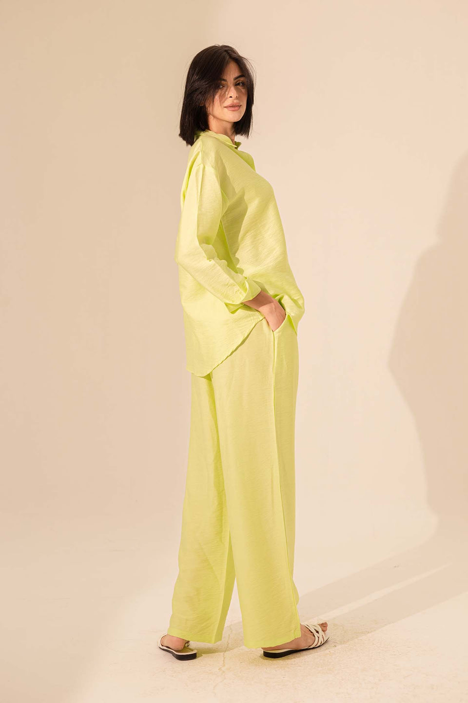 Lime Summer Linen Pants