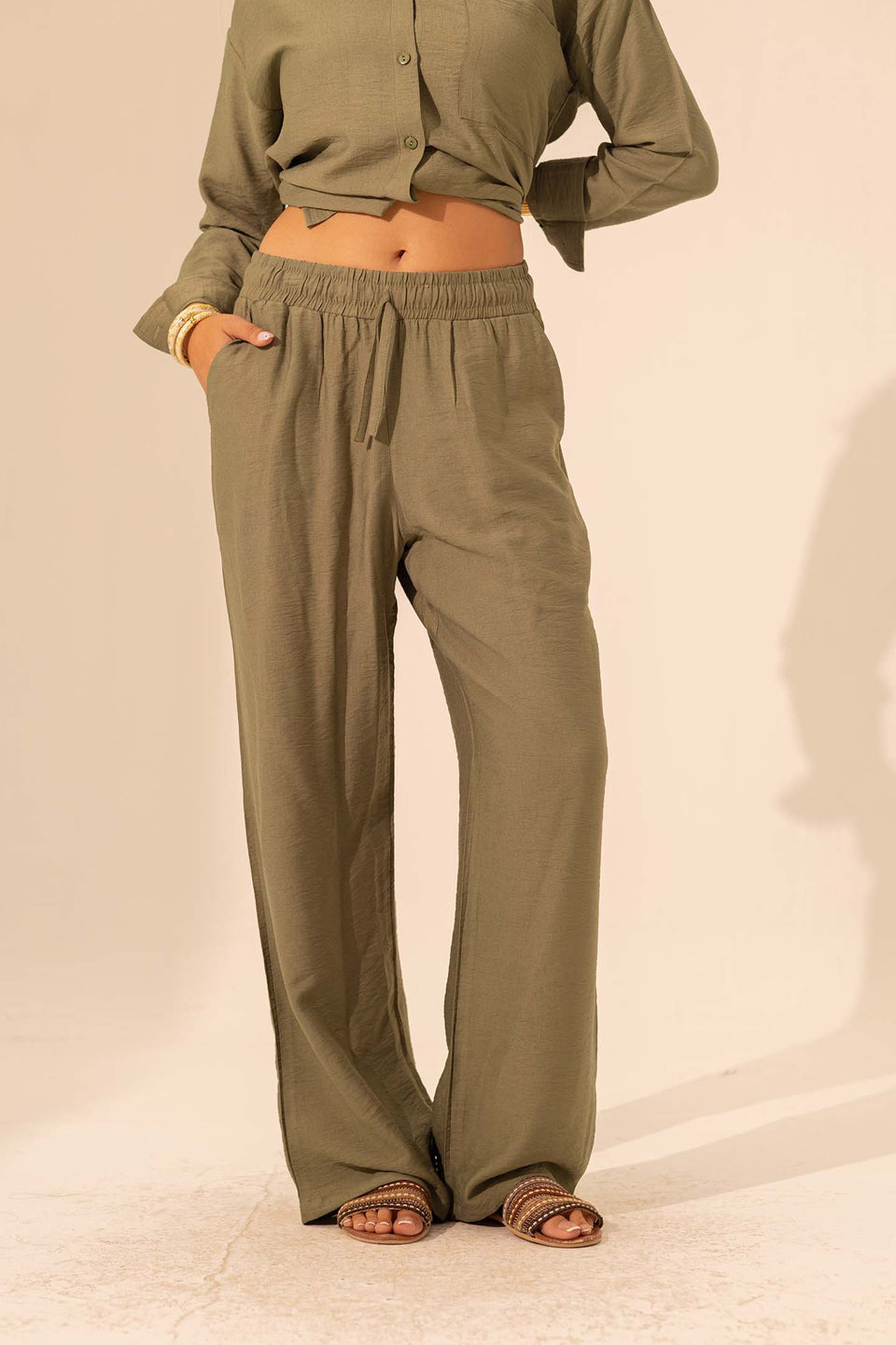 Olive Summer Linen Pants