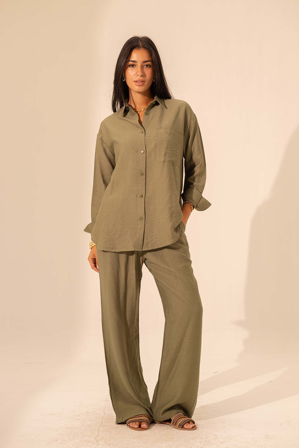 Olive Summer Linen Pants