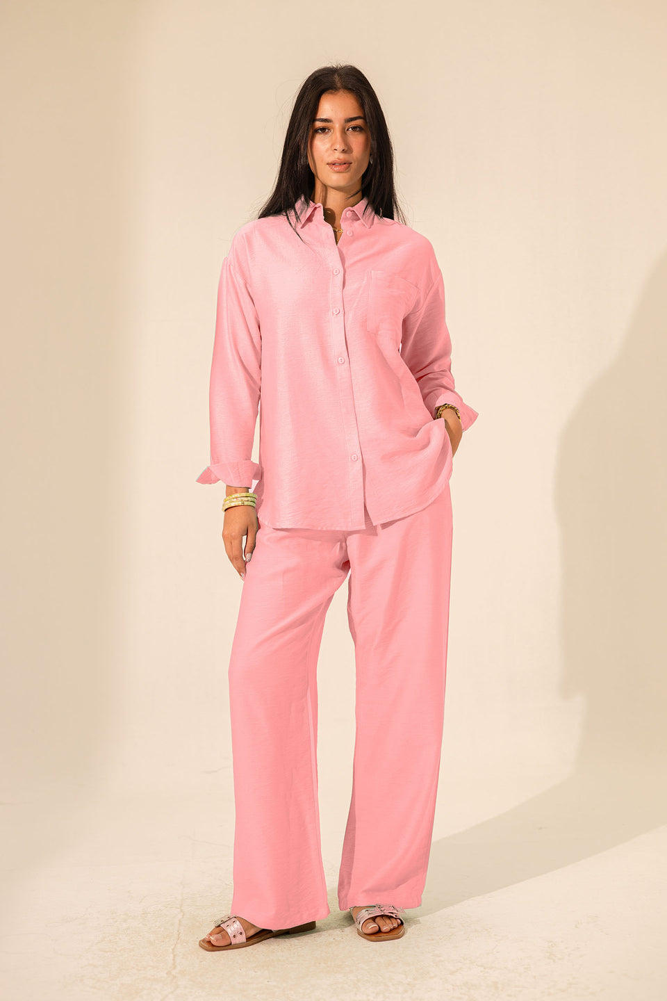 Pink Summer Linen Pants
