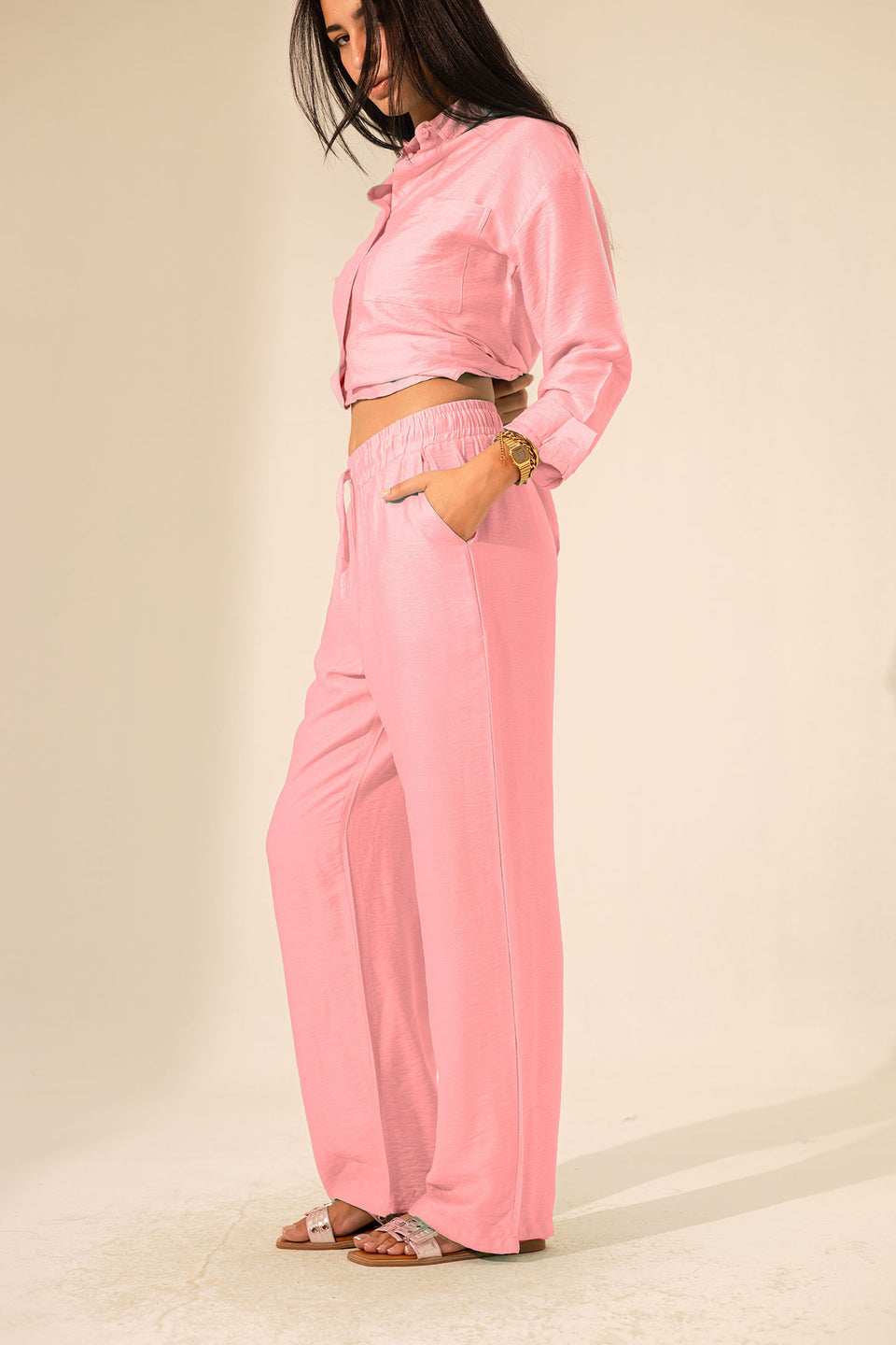 Pink Summer Linen Pants