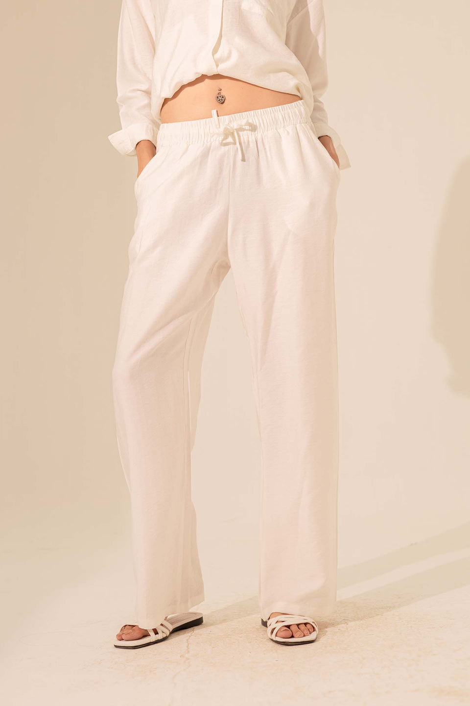 White Summer Linen Pants