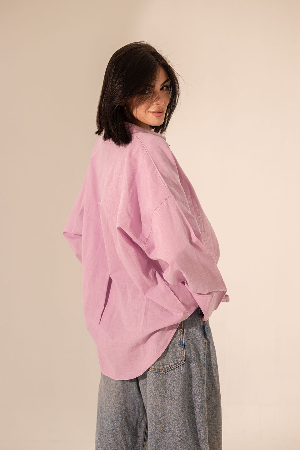 Purple Linen Wide Sleeves Shirt
