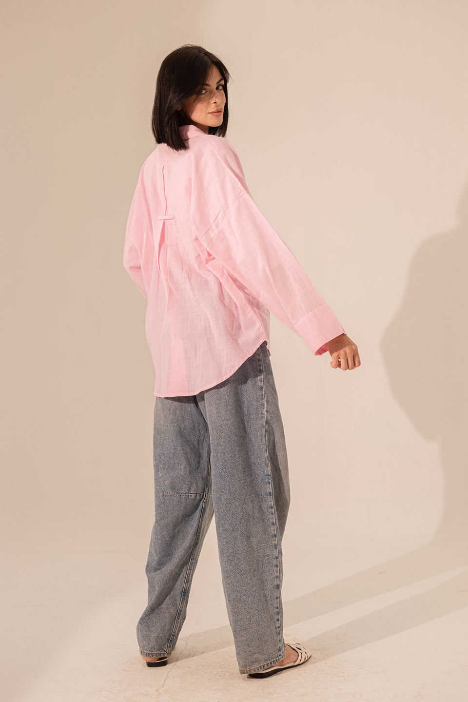 Rose Linen Wide Sleeves Shirt