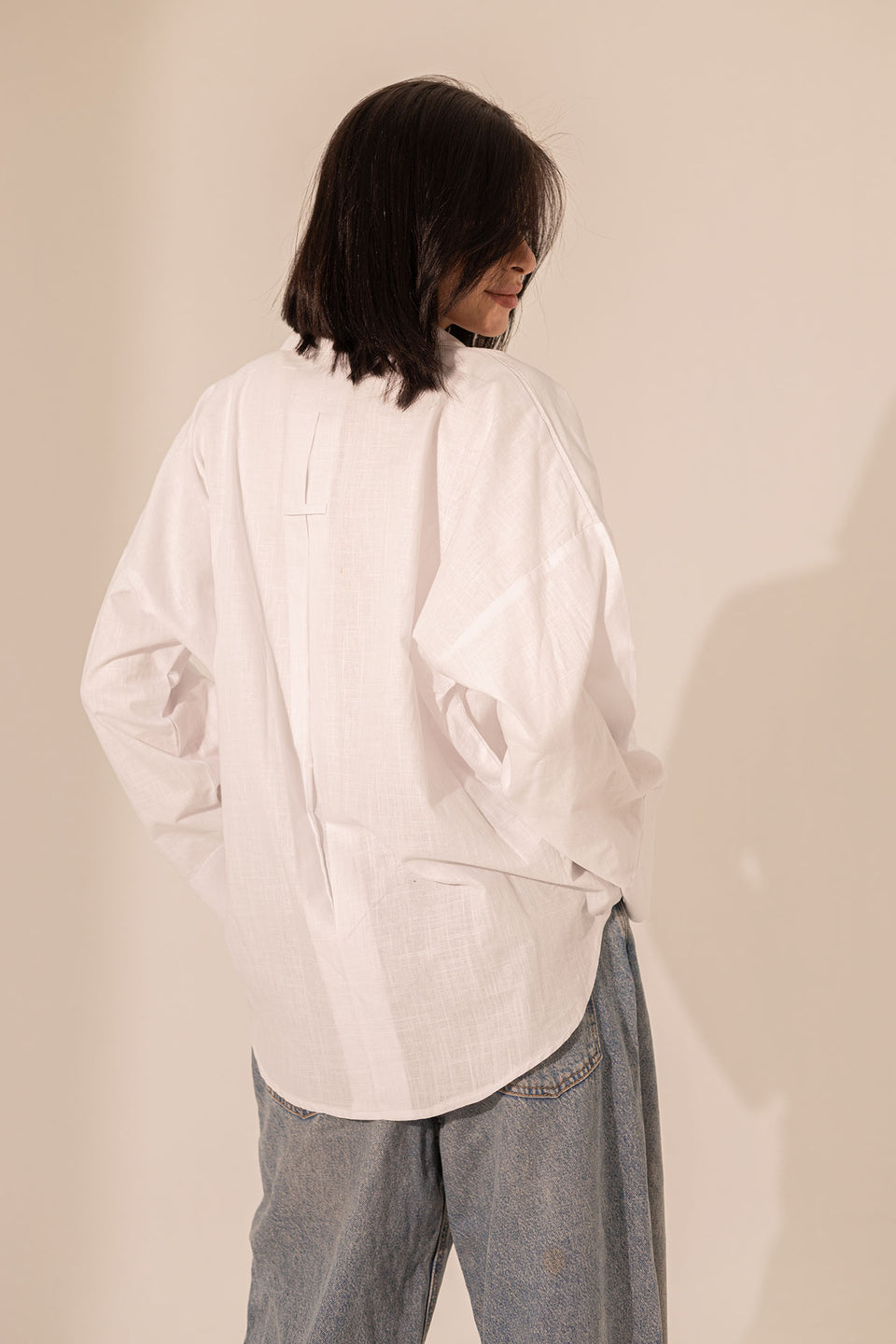 White Linen Wide Sleeves Shirt