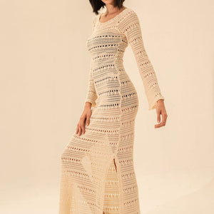 فستان كروشيه شاطئي كوفر أب – بيج