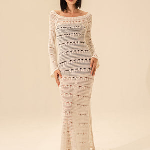 فستان كروشيه شاطئي كوفر أب – أبيض