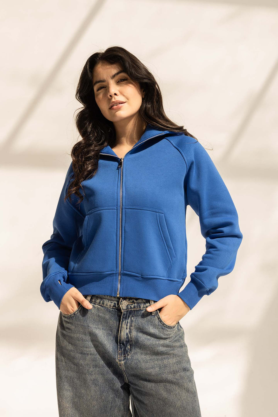 Blue Milton Thumb Hole Hoodie