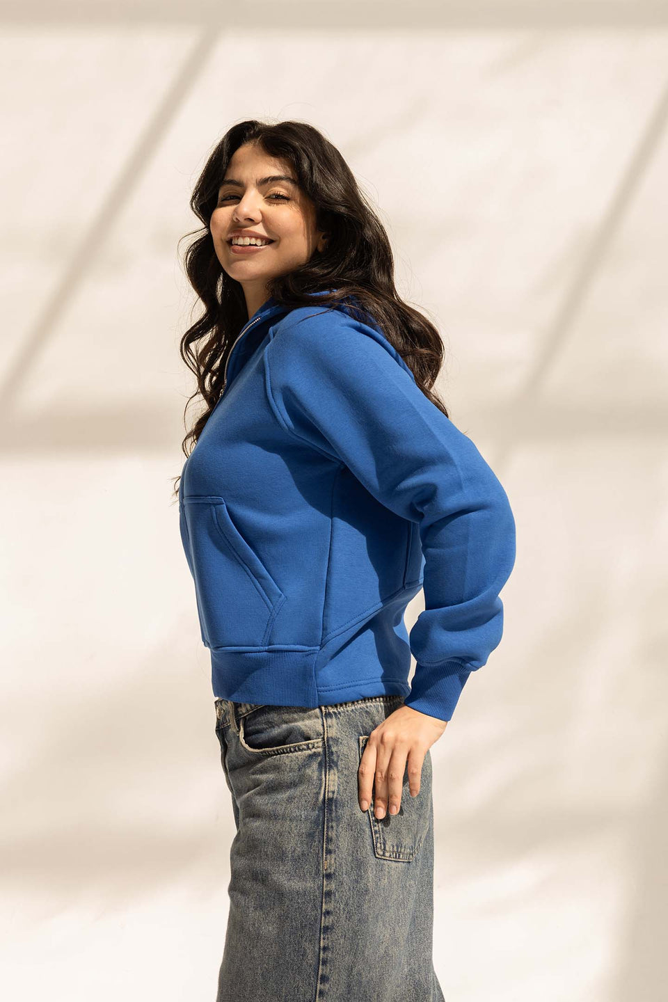 Blue Milton Thumb Hole Hoodie