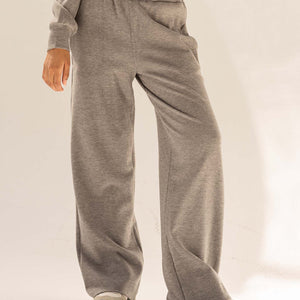 Dark Grey Ribbed High-Waist Lounge Pants