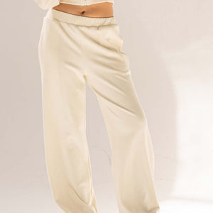 Off White Ribbed High-Waist Lounge Pants