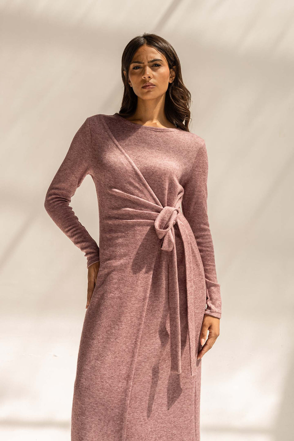 Purple Elegant Wool Wrap Dress