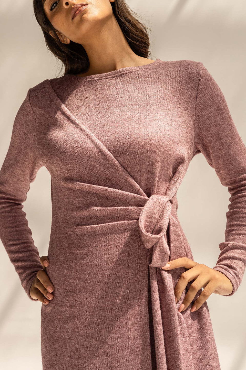 Purple Elegant Wool Wrap Dress