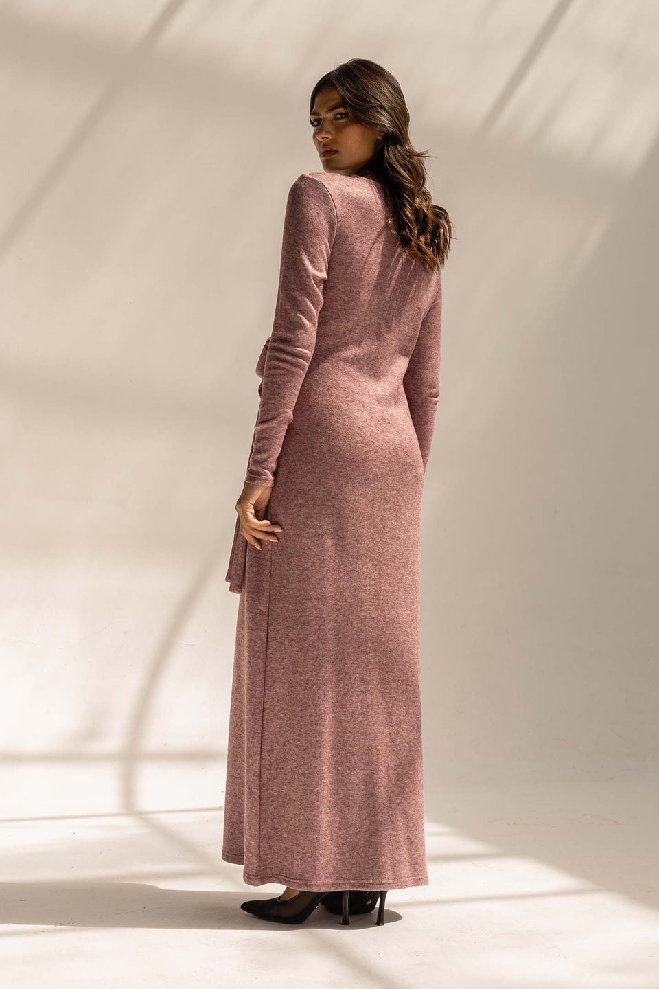 Purple Elegant Wool Wrap Dress