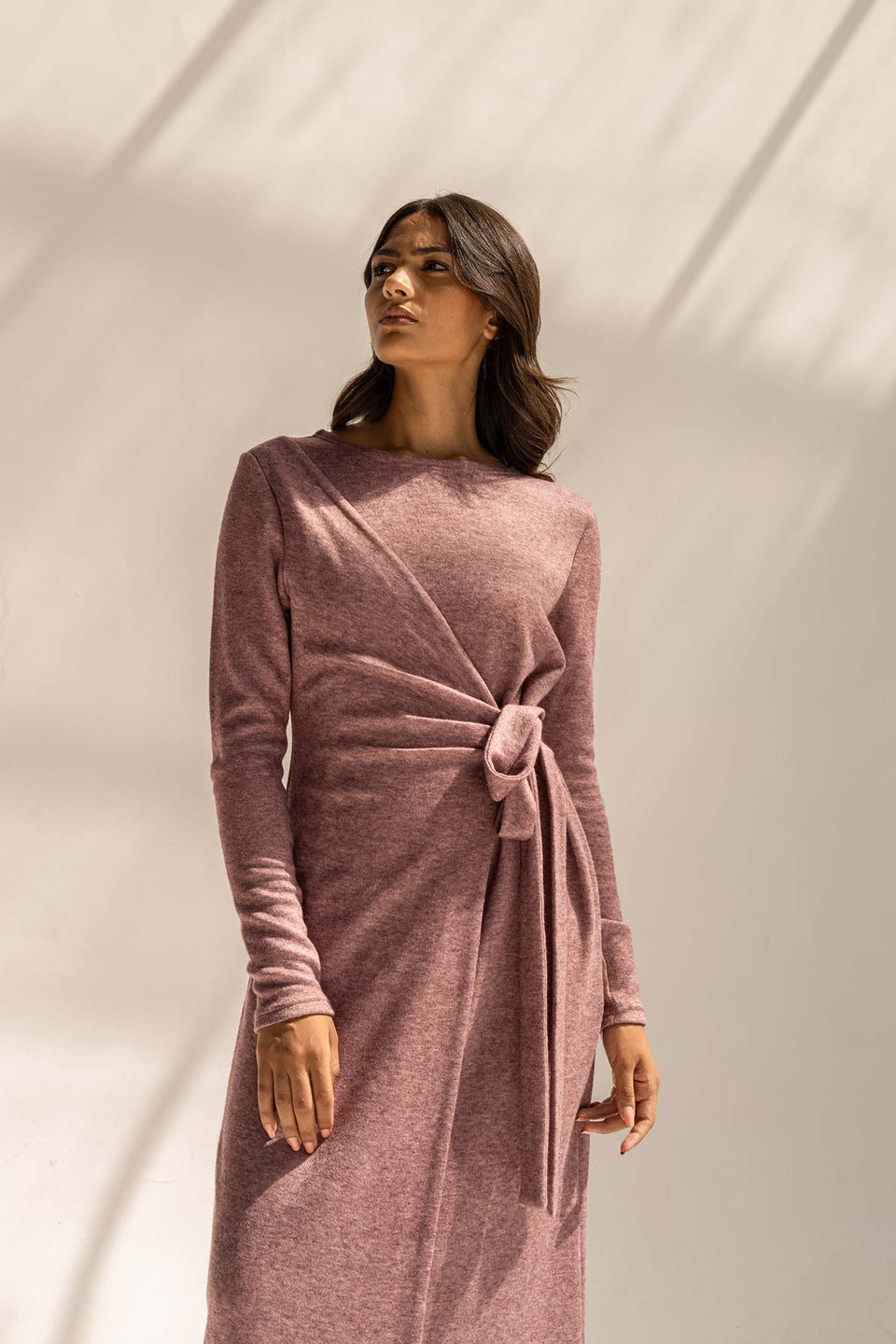 Purple Elegant Wool Wrap Dress
