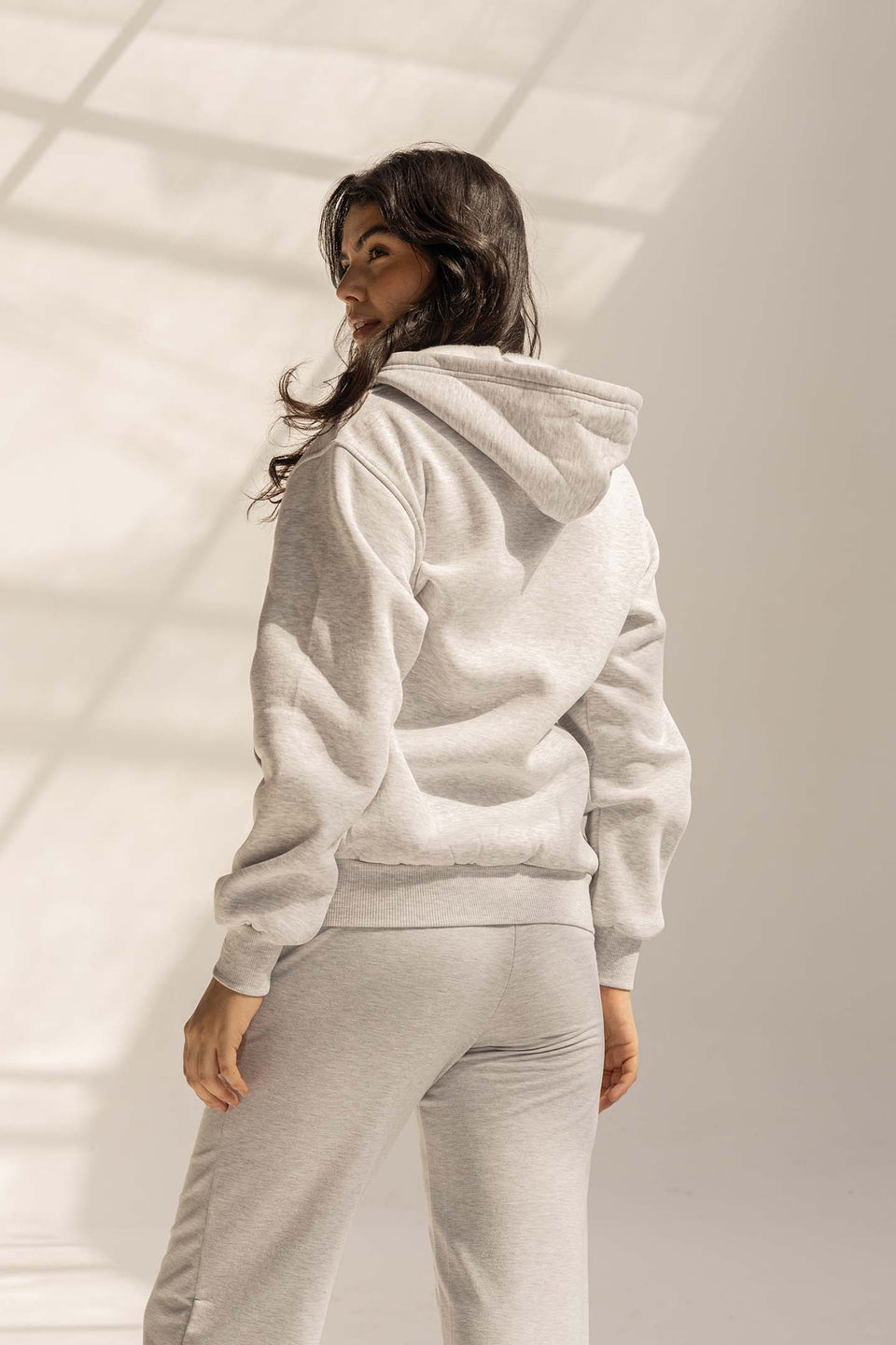 Grey Melton Zipped Hoodie