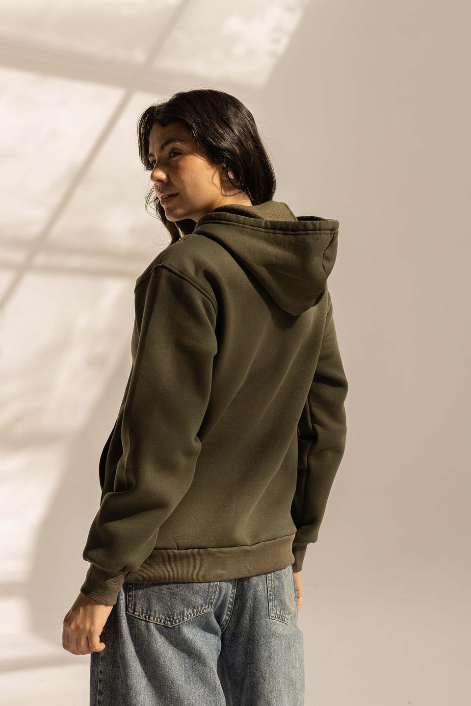 Olive Melton Zipped Hoodie
