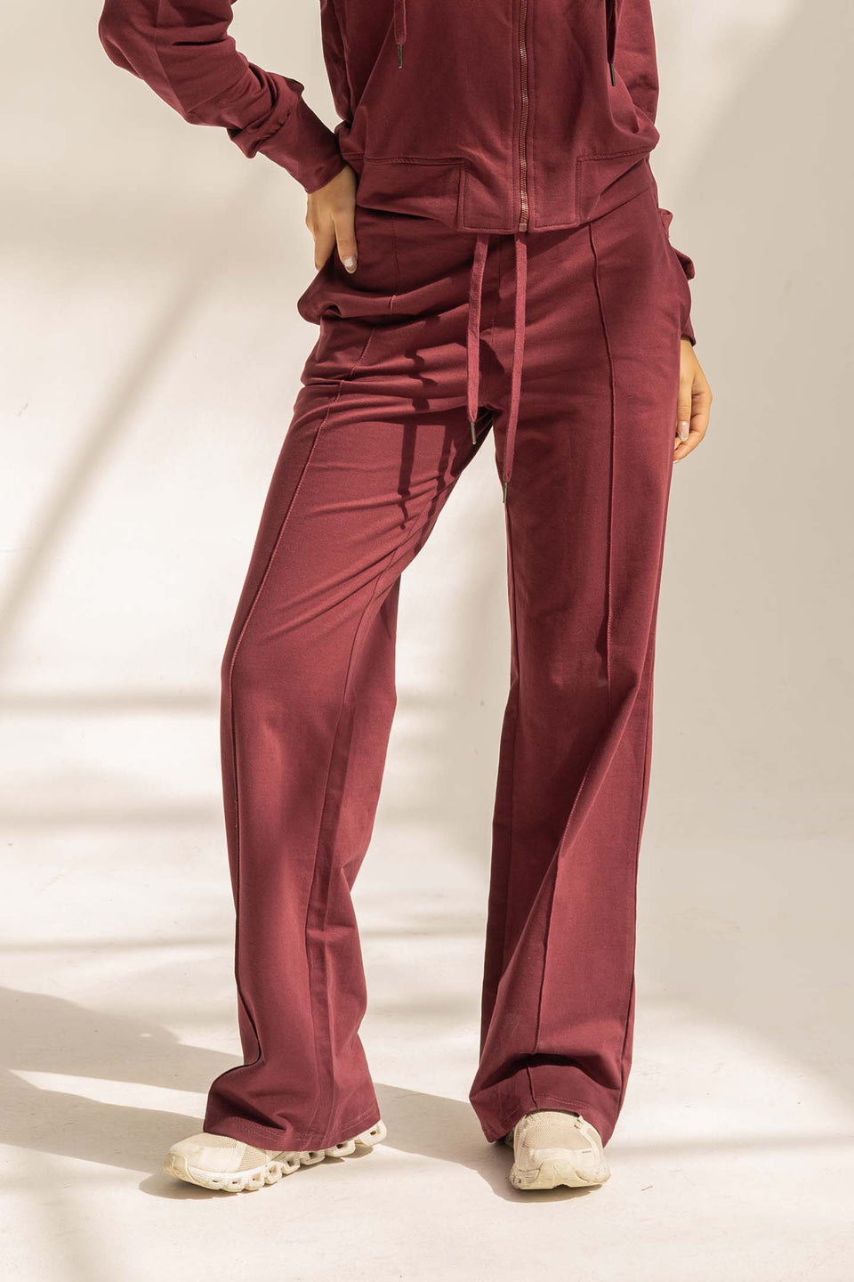 Burgundy Comfy Milton Wide-Leg Pants