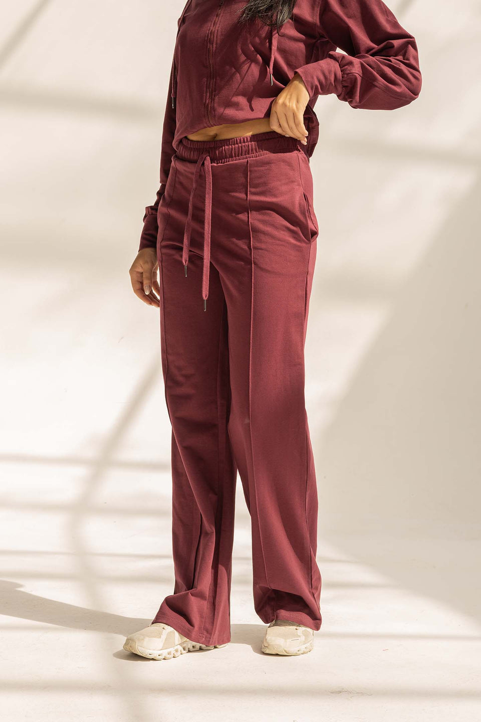 Burgundy Comfy Milton Wide-Leg Pants