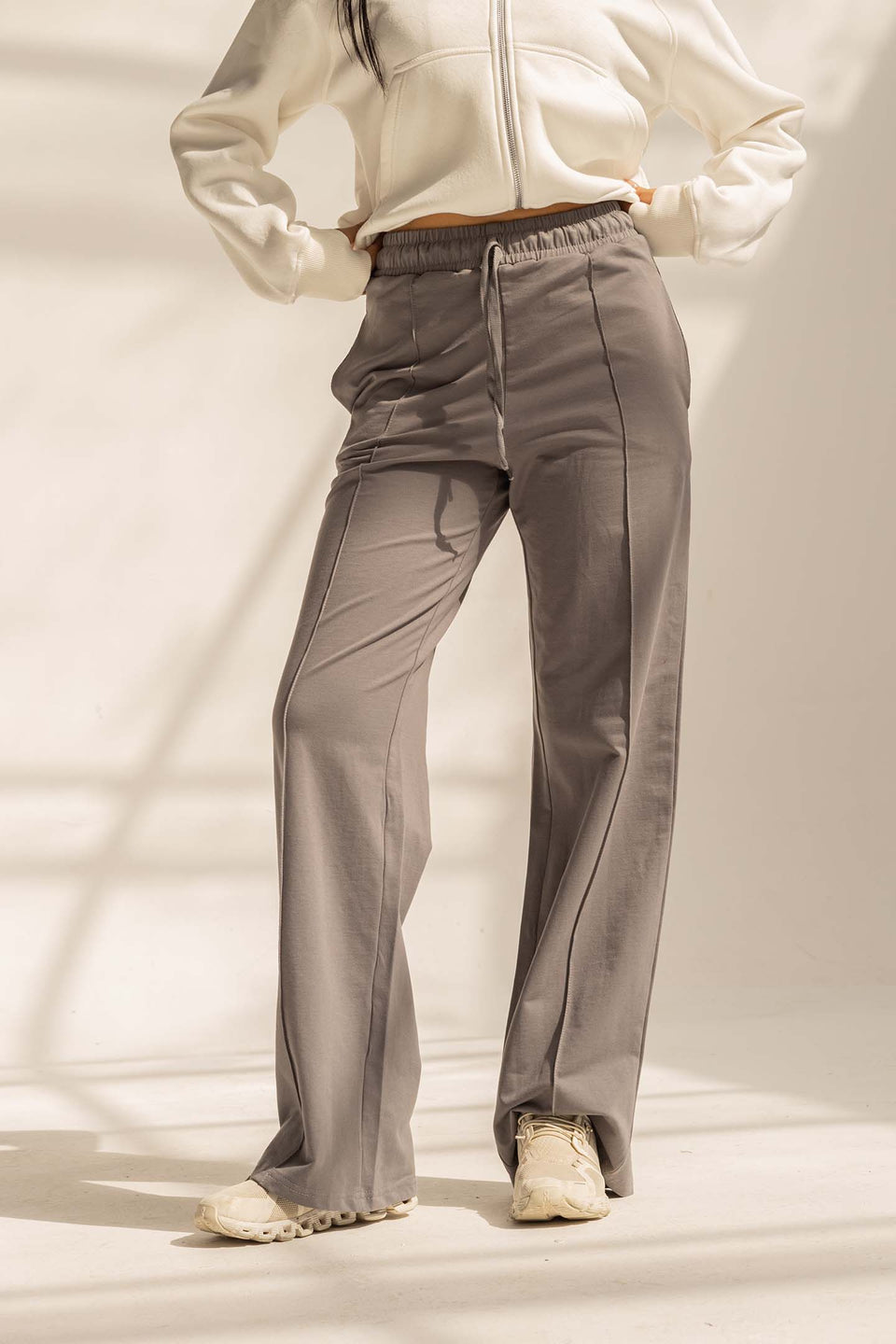 Grey Comfy Milton Wide-Leg Pants