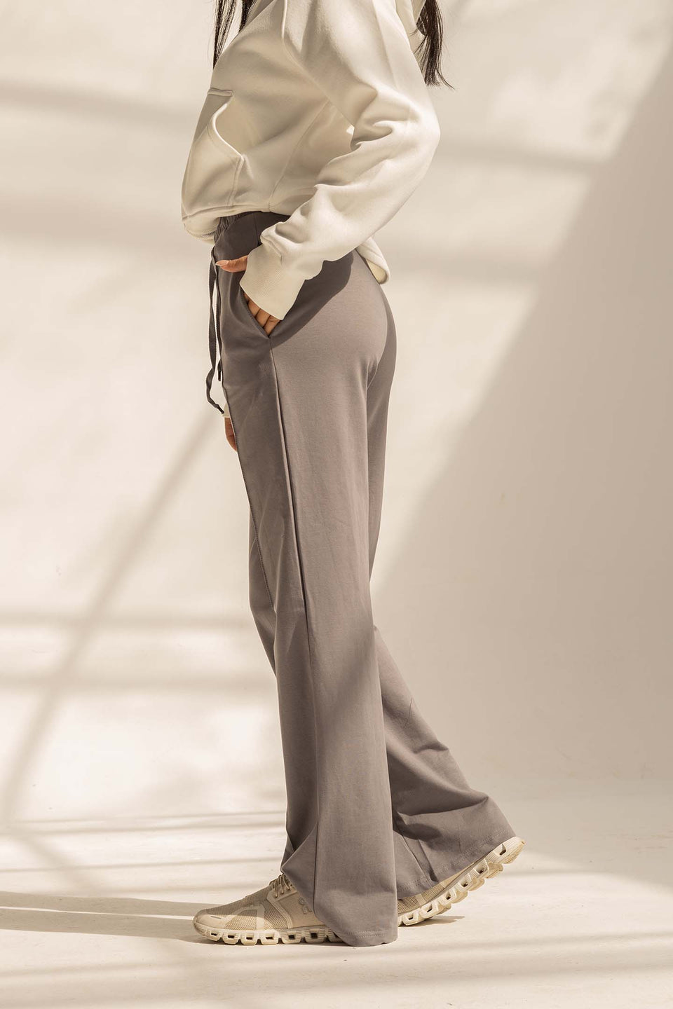 Grey Comfy Milton Wide-Leg Pants