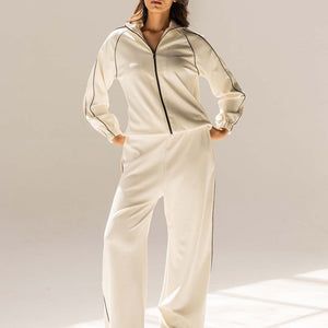 Off White Modal Track Set with Side Piping