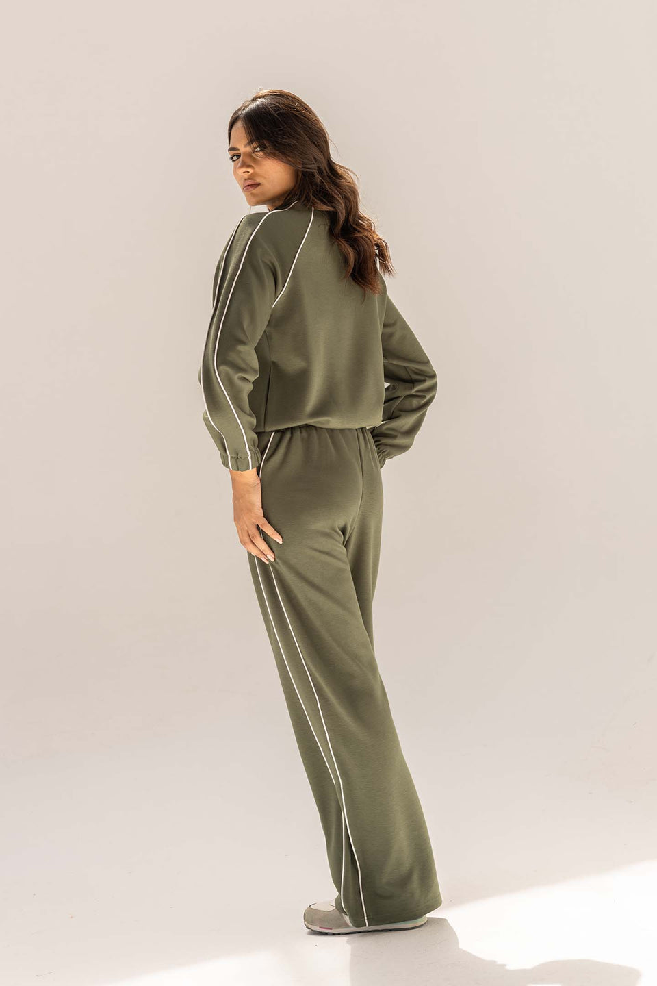 Olive Modal Track Set with Side Piping