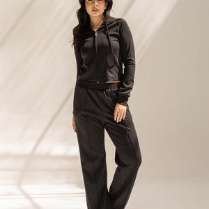 Black Modal Hoodie Contoured Seamst Set