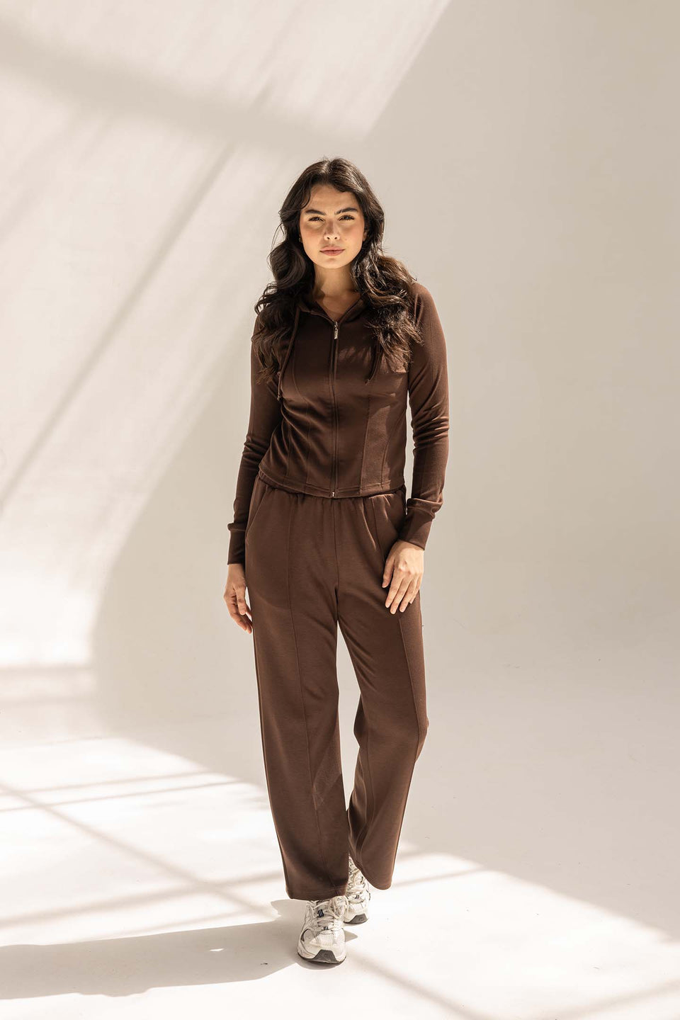 Brown Modal Hoodie Contoured Seamst Set