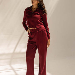 Burgundy Modal Hoodie Contoured Seamst Set