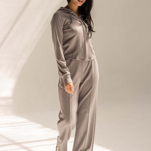 Grey Modal Hoodie Contoured Seamst Set