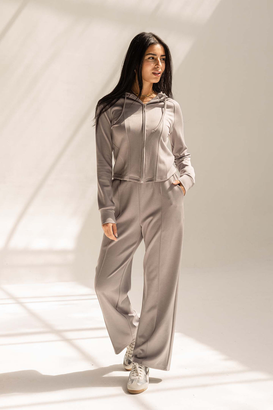 Grey Modal Hoodie Contoured Seamst Set