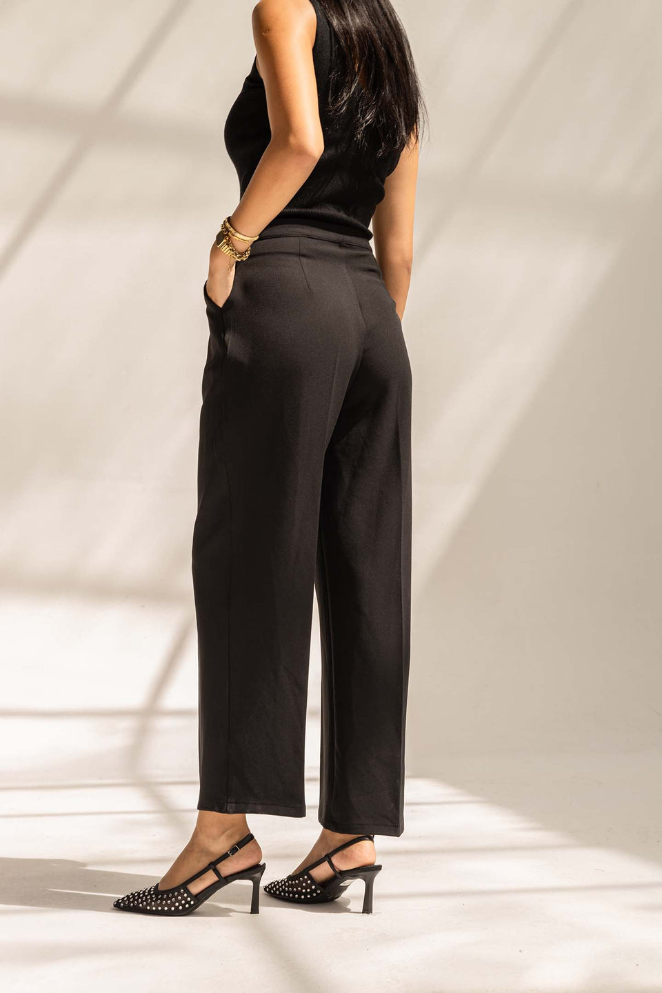 Black Tailored Wide-Leg Pants