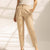 Beige High-Waist Tailored Pants