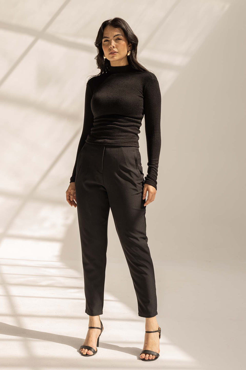 Black High-Waist Tailored Pants