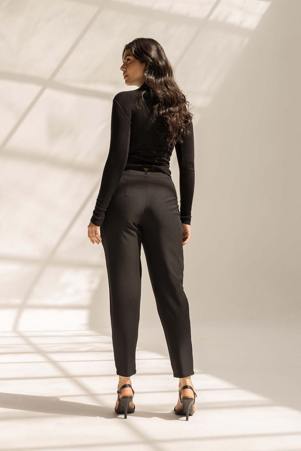 Black High-Waist Tailored Pants