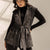 Black Sequined Denim Vest with Waist Belt