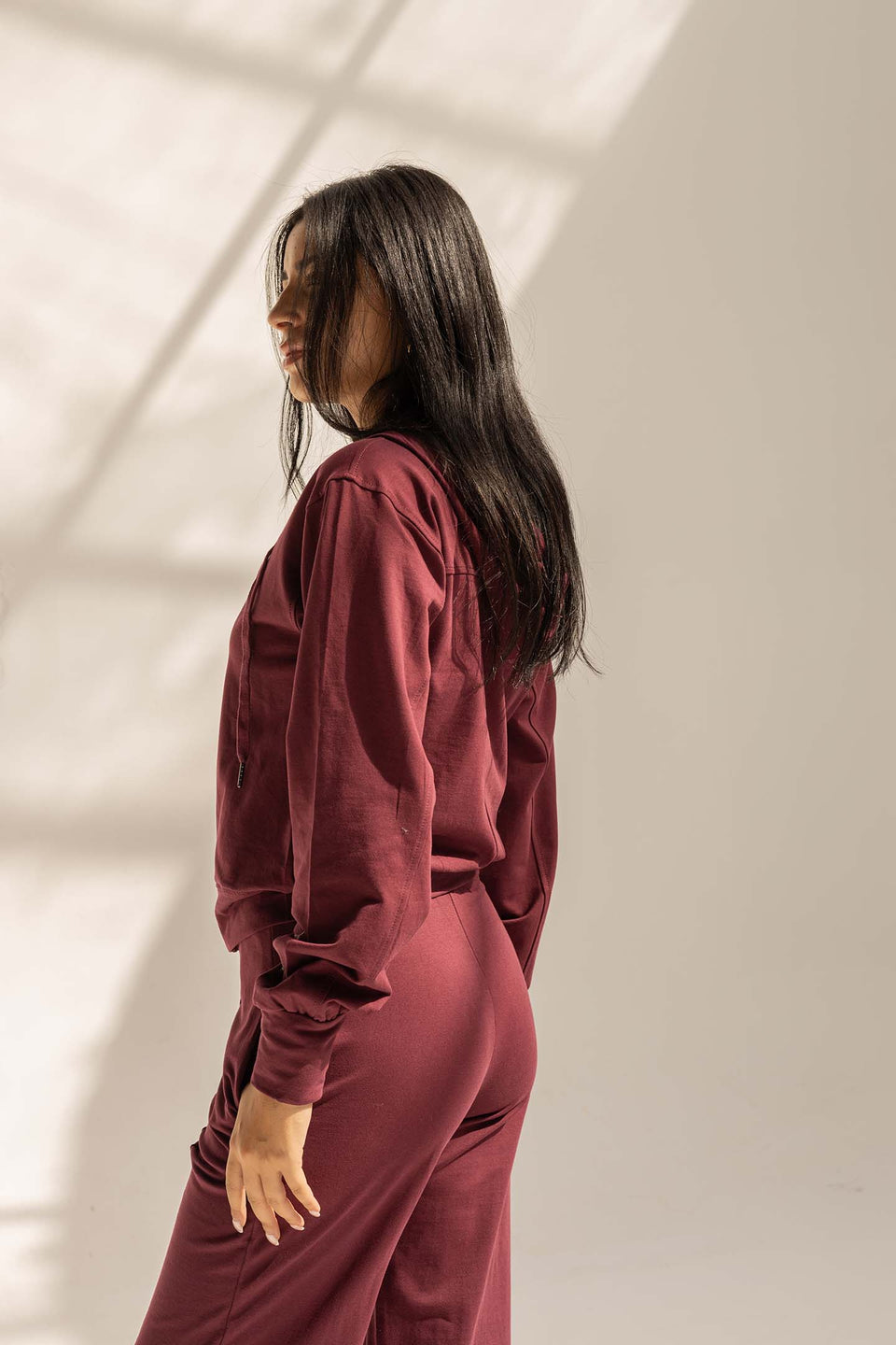 Burgundy Comfy Melton Zipped Hoodie