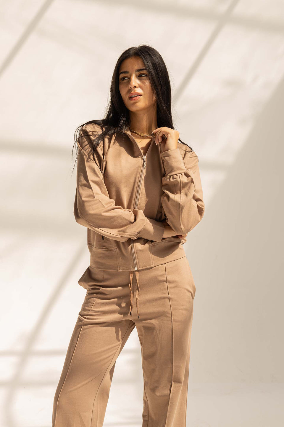 Coffe Comfy Melton Zipped Hoodie