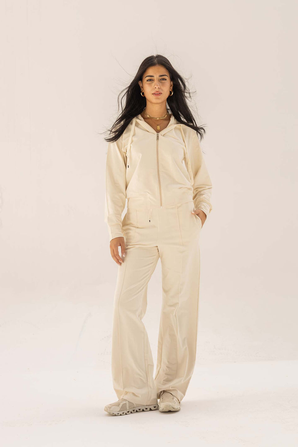 Off White Comfy Melton Zipped Hoodie