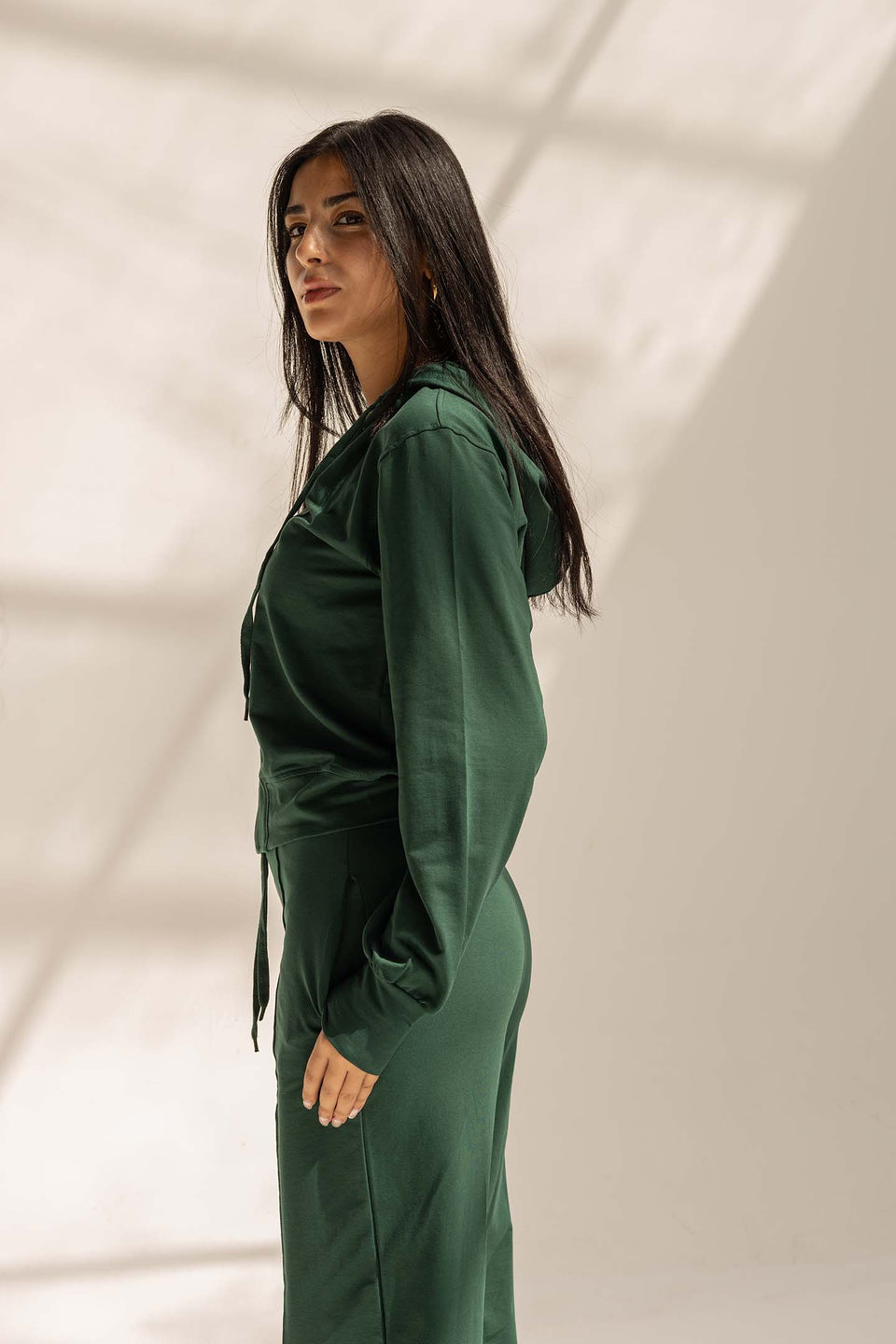Olive Comfy Melton Zipped Hoodie