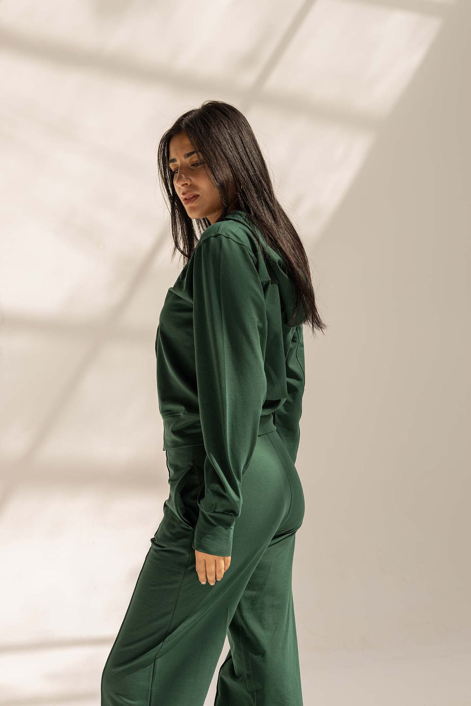 Olive Comfy Melton Zipped Hoodie