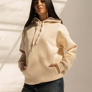 Beige Melton Oversized Hoodie
