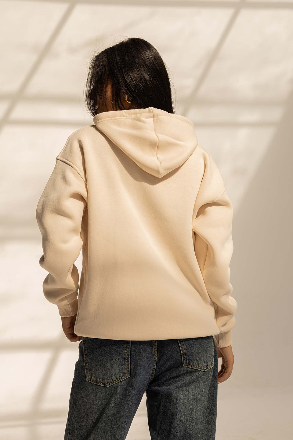 Beige Melton Oversized Hoodie